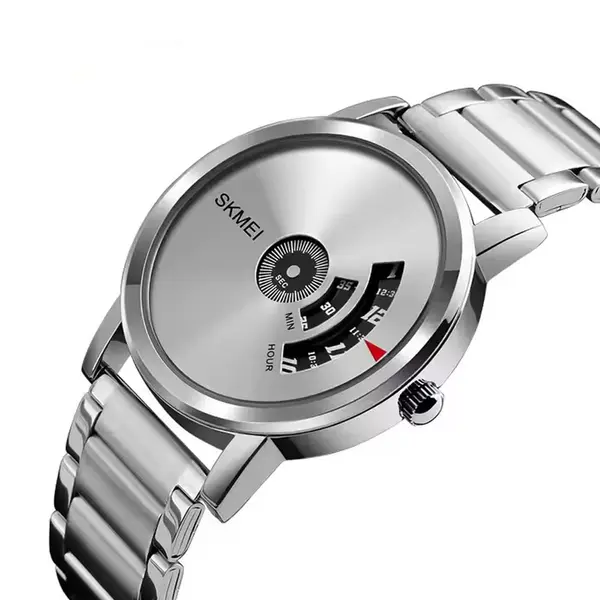 SKMEI 1260 Creative Pointer Stainless Steel Casual Men's Watch – Dial Color: Silver, Strap Color: Silver – View 2