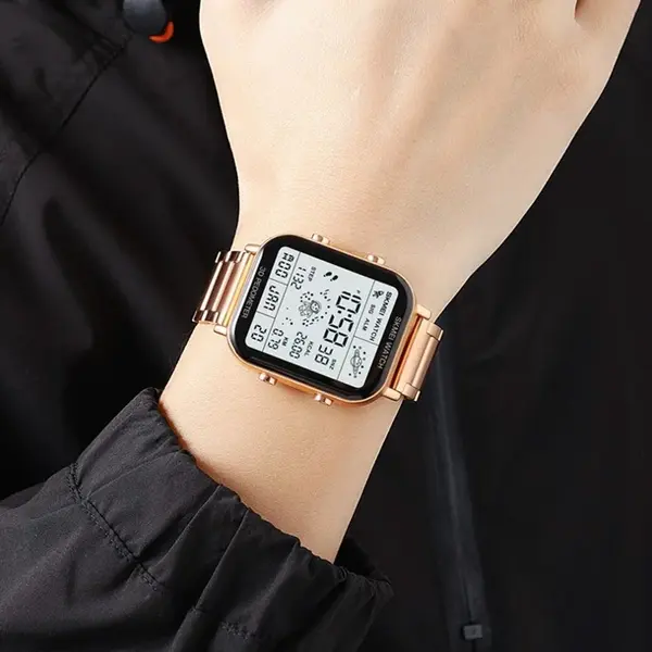 SKMEI 1888 Stainless Steel Calorie Mileage Digital Sporty Men's Watch – Dial Color: White, Strap Color: Rose – View 3