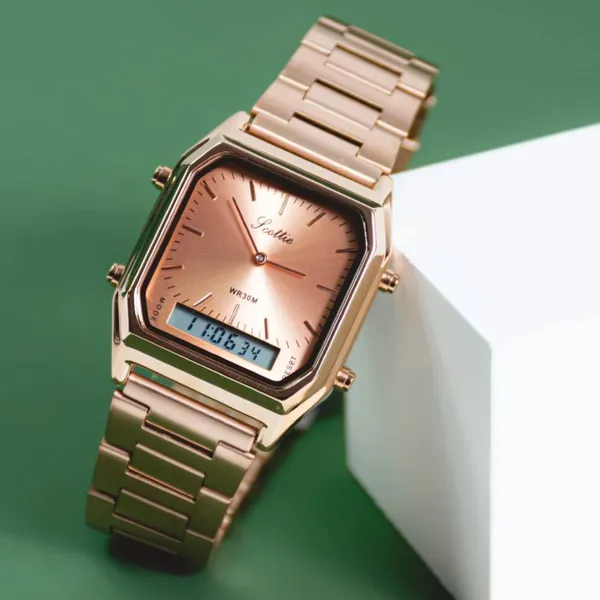 Skmei 1220 Stianless Steel Dual Display Digital Men's Watch – Dial Color: Rose, Strap Color: Rose – View 4