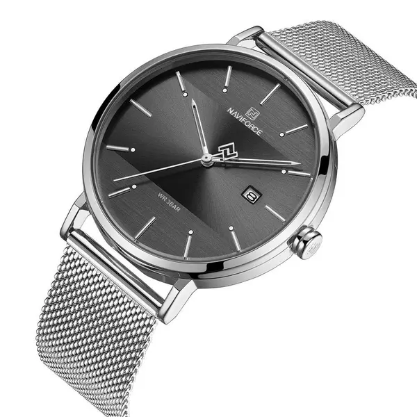 Naviforce NF3008 High Quality Stainless Steel Classic Quartz Fashion Couple's Watch – Dial Color: Black, Strap Color: Silver – View 2