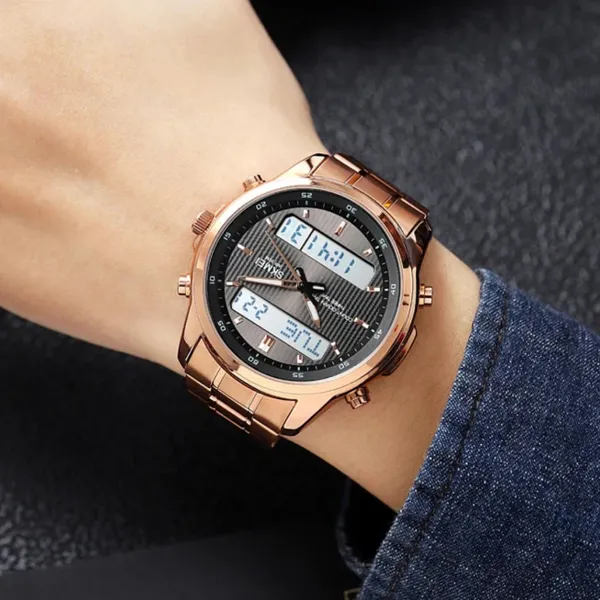 Skmei 2049 Analog Digital Dual Display Men's Watch – Dial Color: Black, Strap Color: Rose – View 5