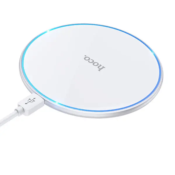 Hoco CW6 Pro 15W Ultra-Thin Wireless Fast Charger with LED Indicator – Color: White – View 2
