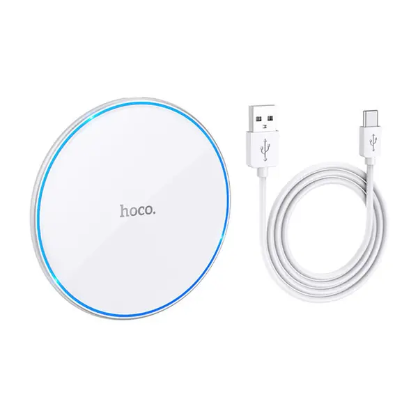 Hoco CW6 Pro 15W Ultra-Thin Wireless Fast Charger with LED Indicator – Color: White – View 1