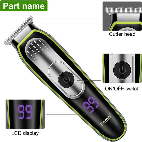 Kemei KM-1257 Professional USB Rechargeable Hair Clipper Trimmer – View 2
