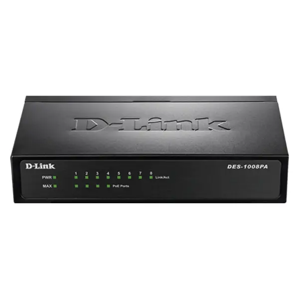 D-Link DES-1008P 8-Port Network Switch with 4 PoE Ports – View 1