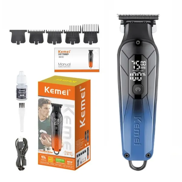 Kemei KM-1741 Rechargeable Beard & Hair Trimmer For Men – Color: Blue – View 1
