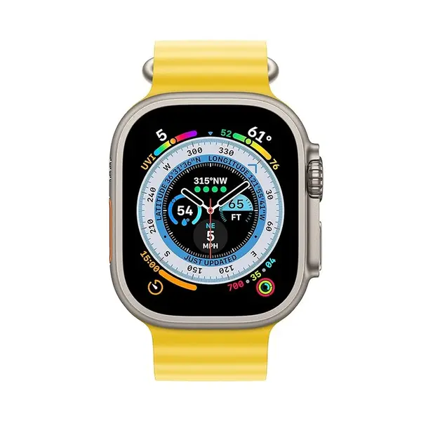 Apple Watch Ultra Titanium Case Ocean Band GPS + Cellular Smartwatch – Color: Yellow – View 2