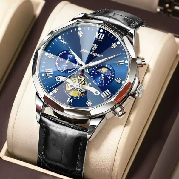 Poedagar 938L Military Luxury Quartz Waterproof Luminous Men's Watch – Dial Color: Blue, Strap Color: Black – View 2