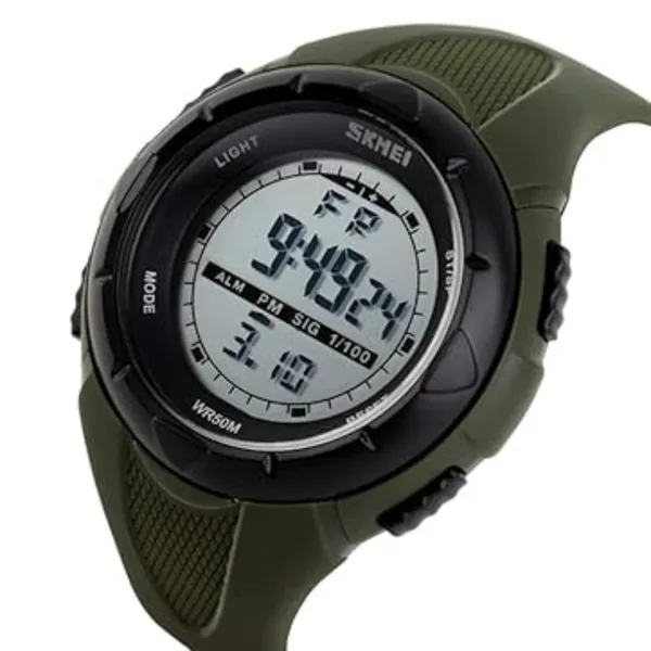 SKMEI 1025 Trend Function Waterproof Sports Men’s Watch – Dial Color: Black, Strap Color: Green  – View 2