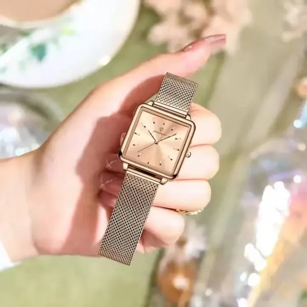 Poedagar 793 CH Stainless Steel Mesh Strap Women's Watch – Dial Color: Rose, Strap Color: Rose – View 5