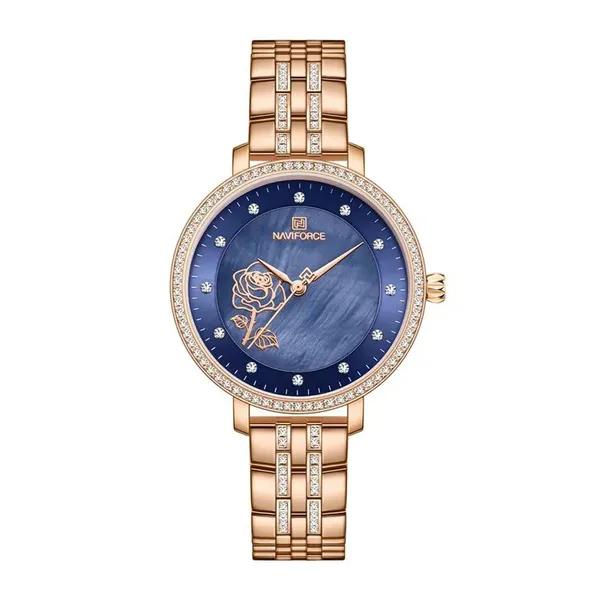 Naviforce 5017 Quartz Stainless Steel Women’s Watch – Dial Color: Blue, Strap Color: Rose – View 1