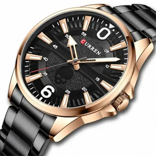 Curren 8389 High Quality Stainless Steel Quartz Analog Fashion Men's Watch – Dial Color: Brown, Strap Color:  Brown  – View 3