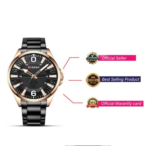 Curren 8389 High Quality Stainless Steel Quartz Analog Fashion Men's Watch – Dial Color: Brown, Strap Color:  Brown  – View 6