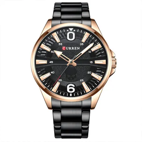 Curren 8389 High Quality Stainless Steel Quartz Analog Fashion Men's Watch – Dial Color: Brown, Strap Color:  Brown  – View 1