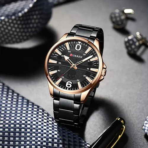 Curren 8389 High Quality Stainless Steel Quartz Analog Fashion Men's Watch – Dial Color: Brown, Strap Color:  Brown  – View 4