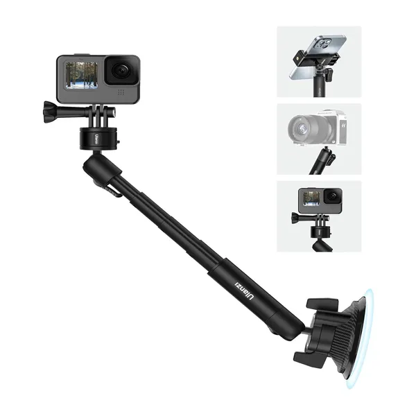 ULANZI ZJ01 Camera Suction Cup Mount, Magic Arm Bracket 360° Dual Ball Head Quick Release NATO Camera Mount – View 1