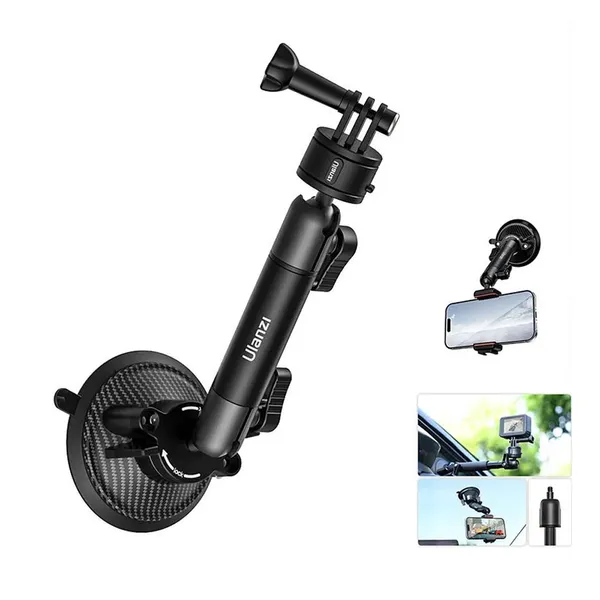 ULANZI ZJ01 Camera Suction Cup Mount, Magic Arm Bracket 360° Dual Ball Head Quick Release NATO Camera Mount – View 2