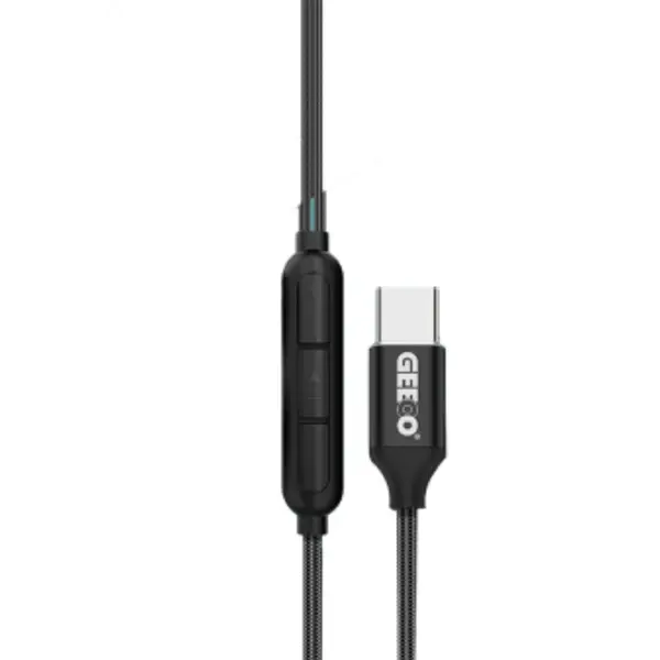 GEEOO TC555 Type-C Half In-Ear Wired Earphone – Color: Black – View 3