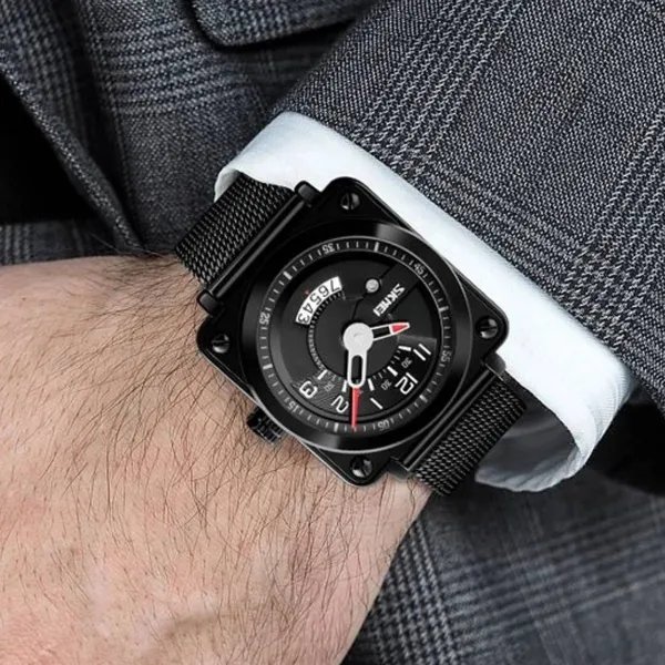 Skmei 9172 Luxurious Stainless Steel Men's Watch – Dial Color: Black, Strap Color: Black – View 4