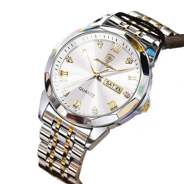 Poedagar 810 Adults Stainless Steel Men's Watch – Dial Color: White, Strap Color: Silver – View 2