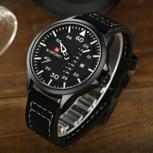NAVIFORCE NF9074 Luxury Military Quartz Sports Men's Watch – Dial Color: White, Strap Color: Black – View 4