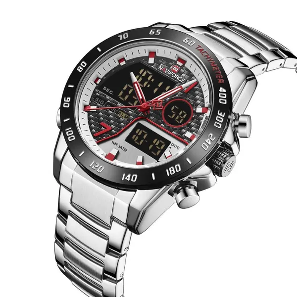 Naviforce NF9171 Fashion Stainless Steel Quartz Men's Watch  – Dial Color: Silver, Strap Color: Silver – View 2