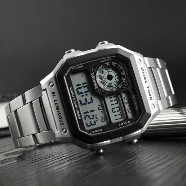 SKMEI 1335 Original Digital Men's Wrist Watch – Dial Color: Black, Strap Color: Silver – View 4