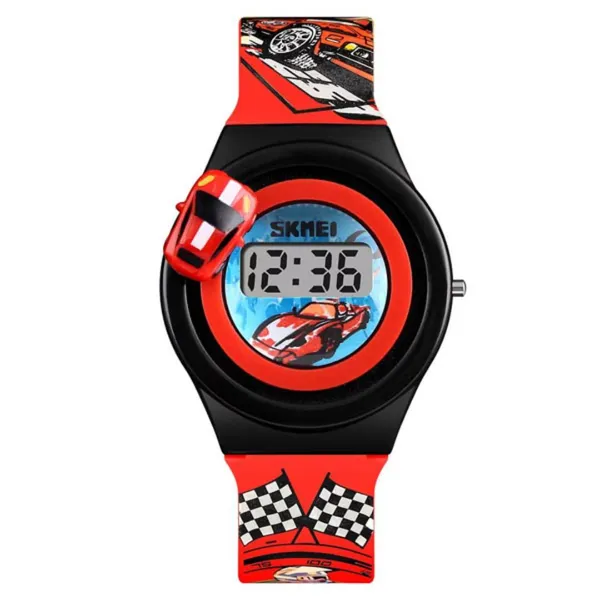Skmei 1376 Fashion Car Digital Chronograph Plastic Kid's Watch – Dial Color: Red, Strap Color: Red – View 1