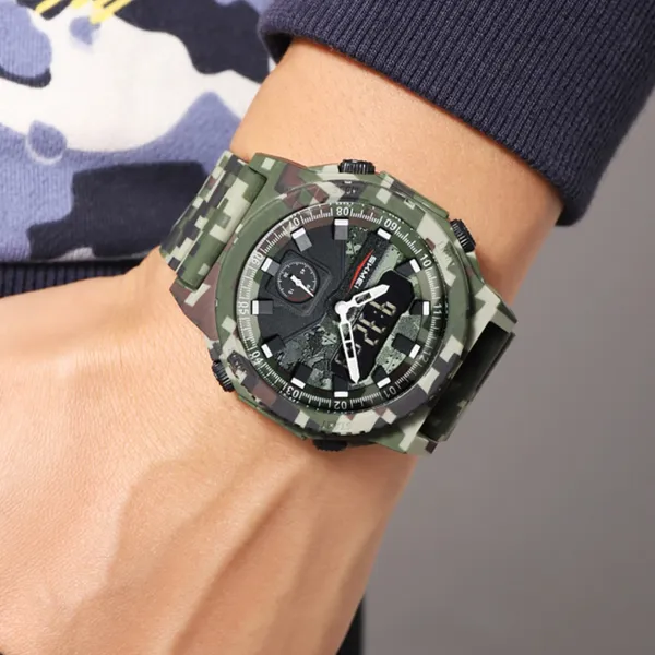 SKMEI 2355 Digital Analog Luxury Sports Men's Watch – Dial Color: Green, Strap Color: Green – View 4