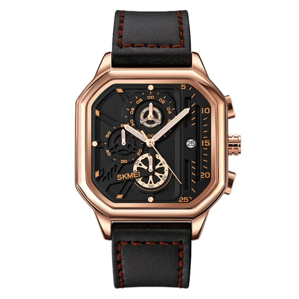 SKMEI 1963 Waterproof Quartz Chronograph Men's Watch – Dial Color: Rose, Strap Color: Black – View 1