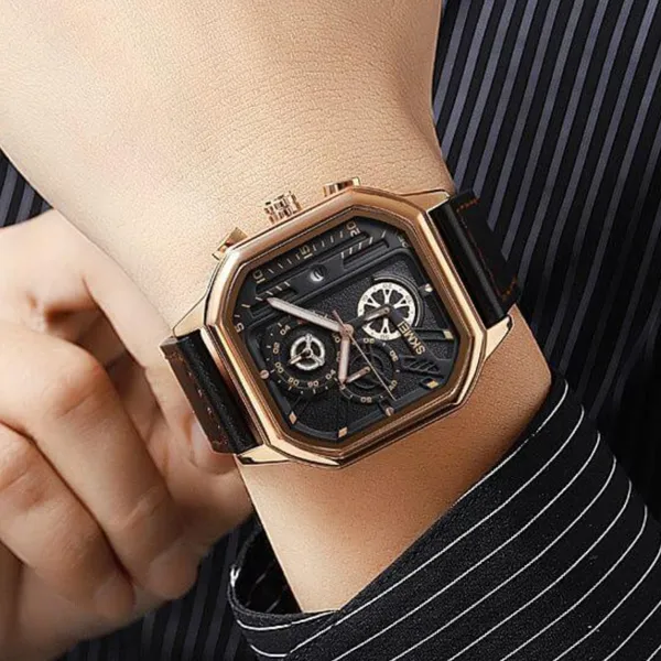 SKMEI 1963 Waterproof Quartz Chronograph Men's Watch – Dial Color: Rose, Strap Color: Black – View 4