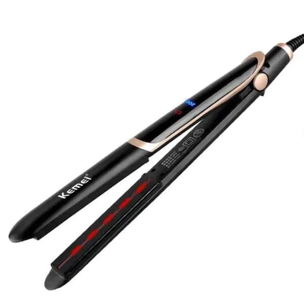 Kemei KM-2219 2in1 Infrared Flat Iron Curler Hair Straightener Ceramic Thermostatic – View 2