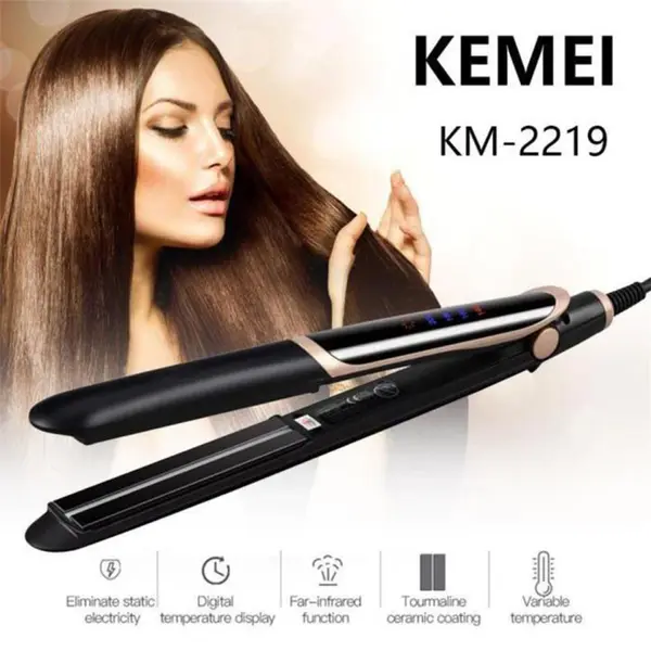 Kemei KM-2219 2in1 Infrared Flat Iron Curler Hair Straightener Ceramic Thermostatic – View 4