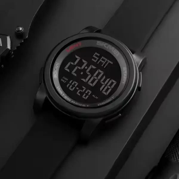 SKMEI 1257 Premium Multifunctional Digital Sporty Men's Watch – Dial Color: Black, Strap Color: Black – View 2