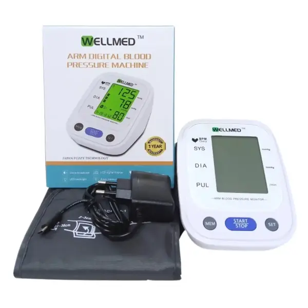 Wellmed B01 Automatic Oscillometric Blood Pressure Monitor with Voice Guidance – View 3