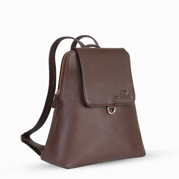 100% Genuine Cow Leather Love Expression Ladies Backpack – Color: Brown – View 2
