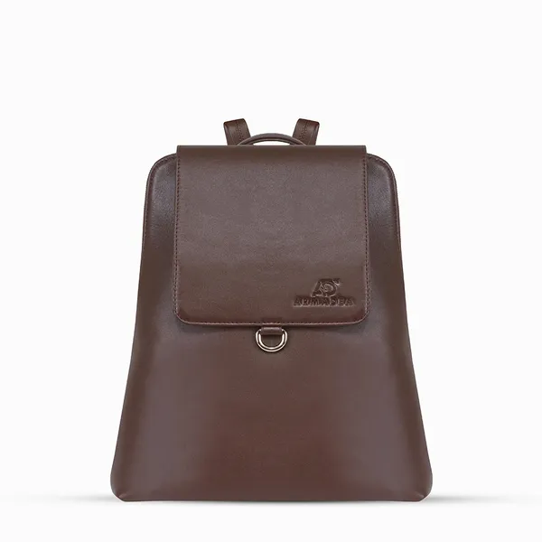 100% Genuine Cow Leather Love Expression Ladies Backpack – Color: Brown – View 1