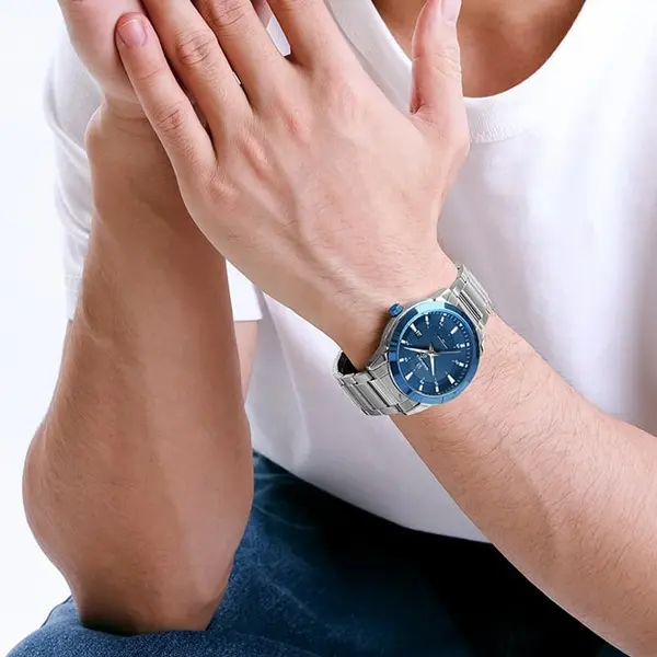 Naviforce NF8029 Luxury Stainless Steel Quartz Analog Men's Watch – Dial Color: Blue, Strap Color: Silver – View 4
