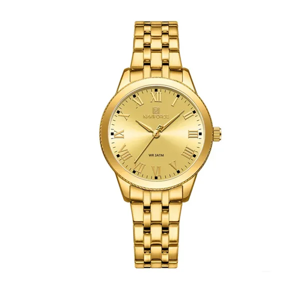 NAVIFORCE NF5032 Stainless Steel Analog Watch For Women – Dial Color: Gold, Strap Color: Gold – View 1