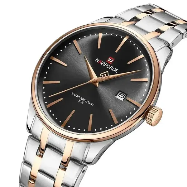 NAVIFORCE NF9230 Gentle Elegant Waterproof Men’s Watch – Dial Color: Rose, Strap Color: Silver – View 2