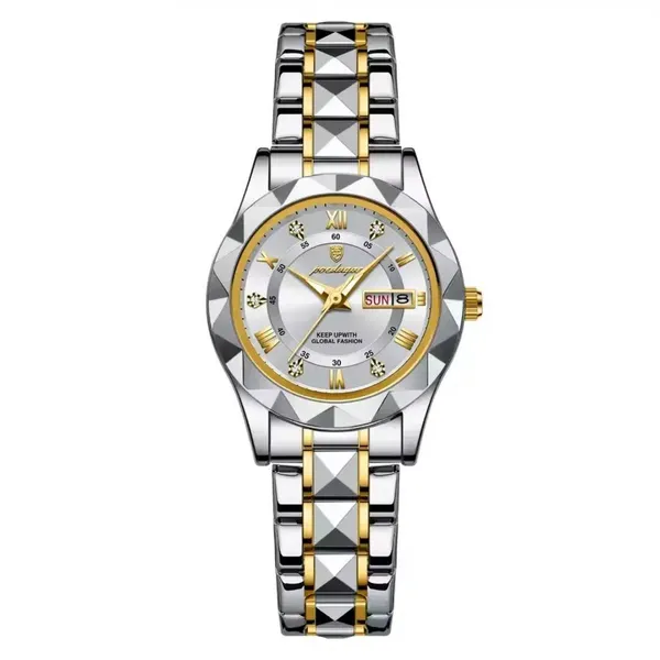 Poedagar 306 Luxury Quartz Waterproof Luminous Women's Watch – Dial Color: Silver, Strap Color: Silver – View 1