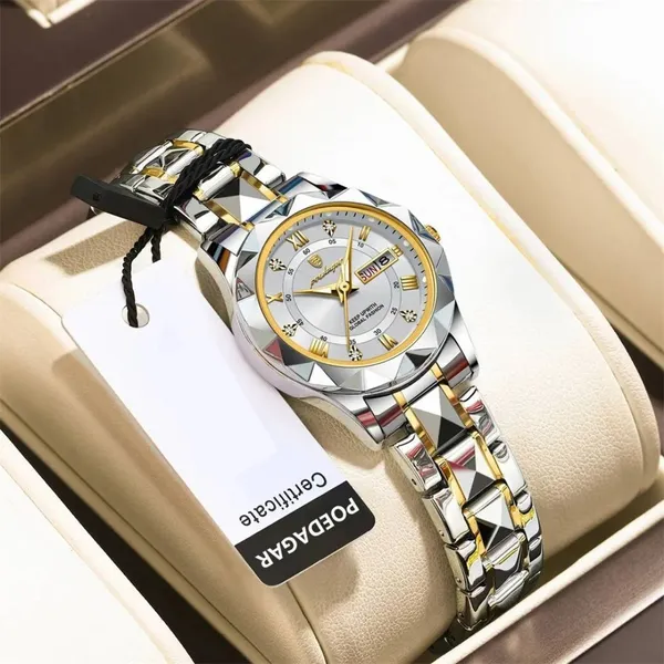 Poedagar 306 Luxury Quartz Waterproof Luminous Women's Watch – Dial Color: Silver, Strap Color: Silver – View 2