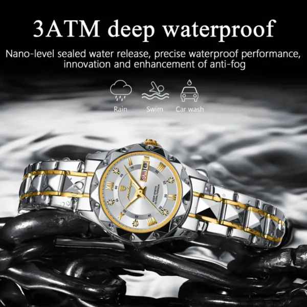 Poedagar 306 Luxury Quartz Waterproof Luminous Women's Watch – Dial Color: Silver, Strap Color: Silver – View 3