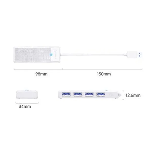 ORICO PAPW4A-U3 PW SERIES 4-PORT USB 3.0 HUB White – View 3
