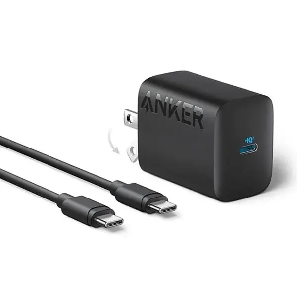 Anker 312 30W USB-C Fast Charging Adapter with 5ft USB-C Cable – Color: Black – View 1