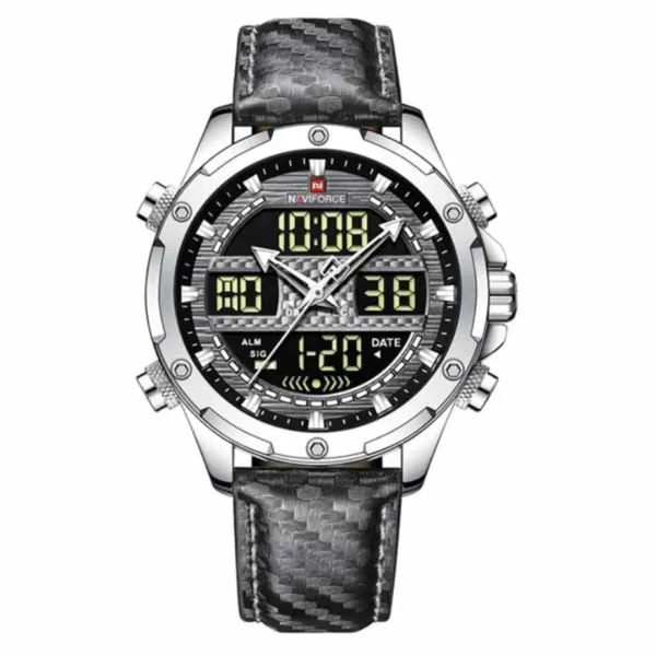 NAVIFORCE 9194 Multifunction Analog Men's Watch – Dial Color: Silver, Strap Color: Grey – View 1
