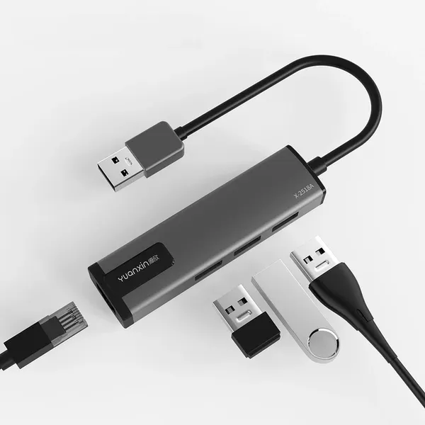 Yuanxin X-2518A Tri USB Multi-Interface Lan Adapters – View 2