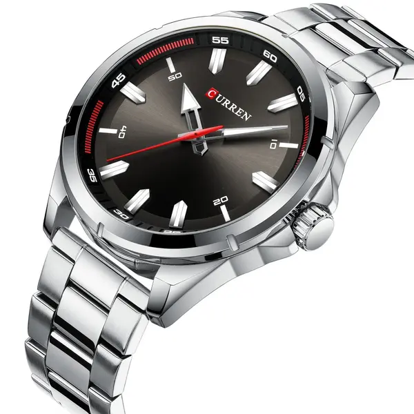 Curren 8320 Luxury Stainless Steel Casual Men's Watch – Dial Color: Brown, Strap Color: Silver – View 2