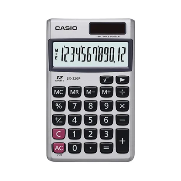 Casio SX-320P-W Portable 12 Digits Basic Calculator With Metal Cover – View 1