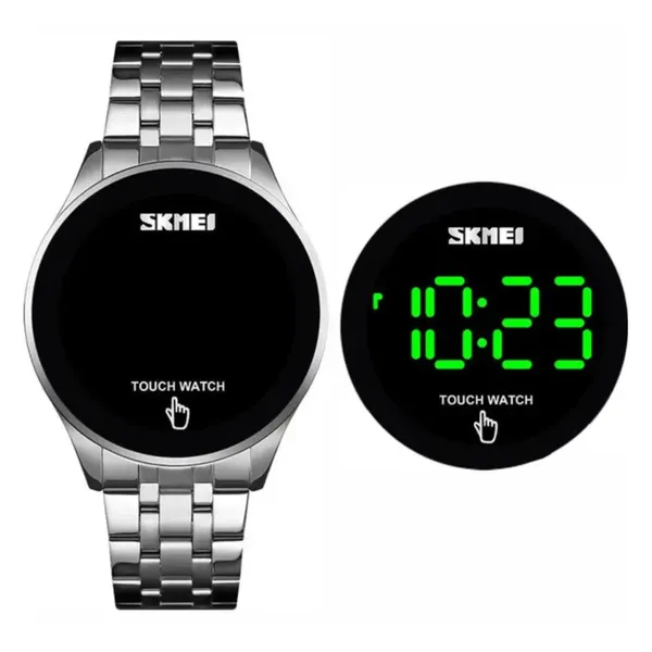 SKMEI 1579 Led Touch Screen Digital Man's Watch – Dial Color: Black, Strap Color: Silver – View 3